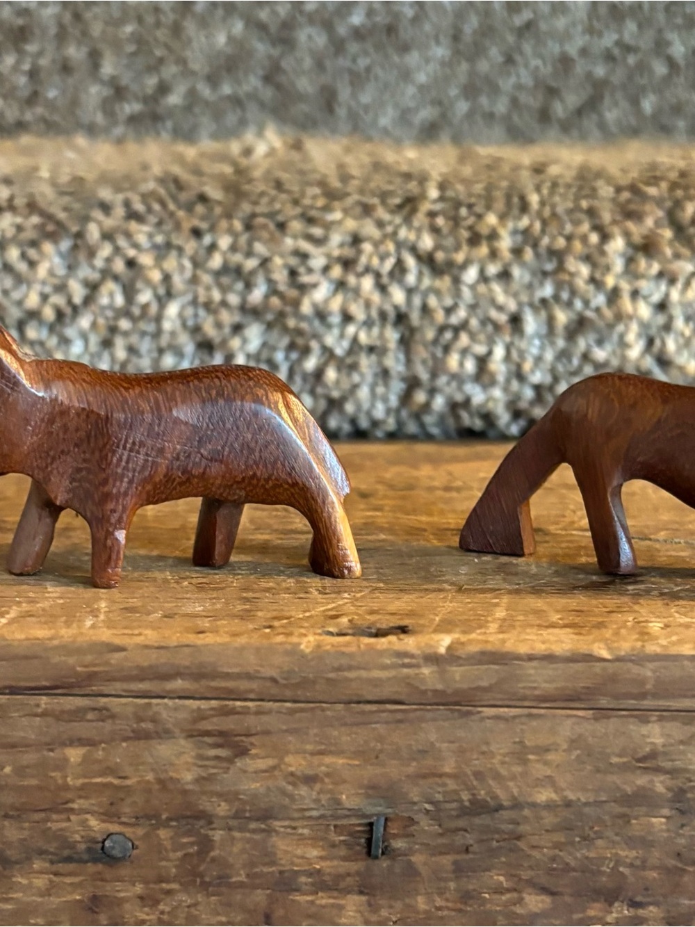 Handcarved Wood Animal Figurines in Brown - Home Accents